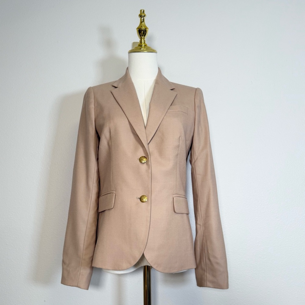 J Crew Original Schoolboy Wool Blazer in light beige gold buttons Women’s Sz‎ 4